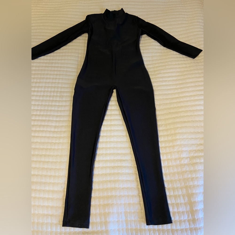 Long Sleeve Black Dance Unitard Size 12/14 Child-Large